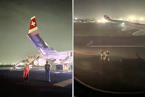 A Swiss International Air Lines plane caught fire during take-off at New Delhi's Indira Gandhi International Airport, forcing an emergency evacuation that left six passengers injured and over 200 travellers stranded.