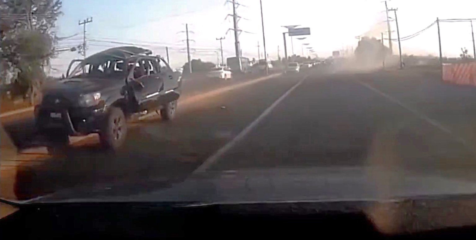 Suspected crime boss killed in terrifying car bomb explosion caught on camera as his SUV erupted into flames on a busy motorway near Mexico City in a suspected assassination.