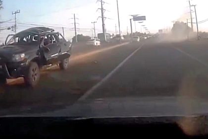 Suspected crime boss killed in terrifying car bomb explosion caught on camera as his SUV erupted into flames on a busy motorway near Mexico City in a suspected assassination.