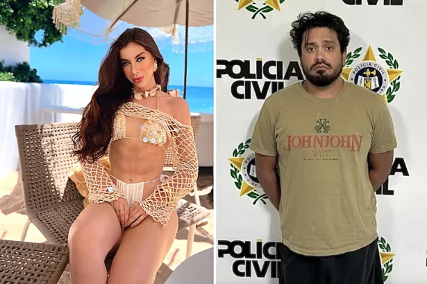 A Brazilian beauty queen was allegedly pushed from a 13th-floor balcony by her jealous boyfriend, who was later found dead in police custody after being arrested for femicide.