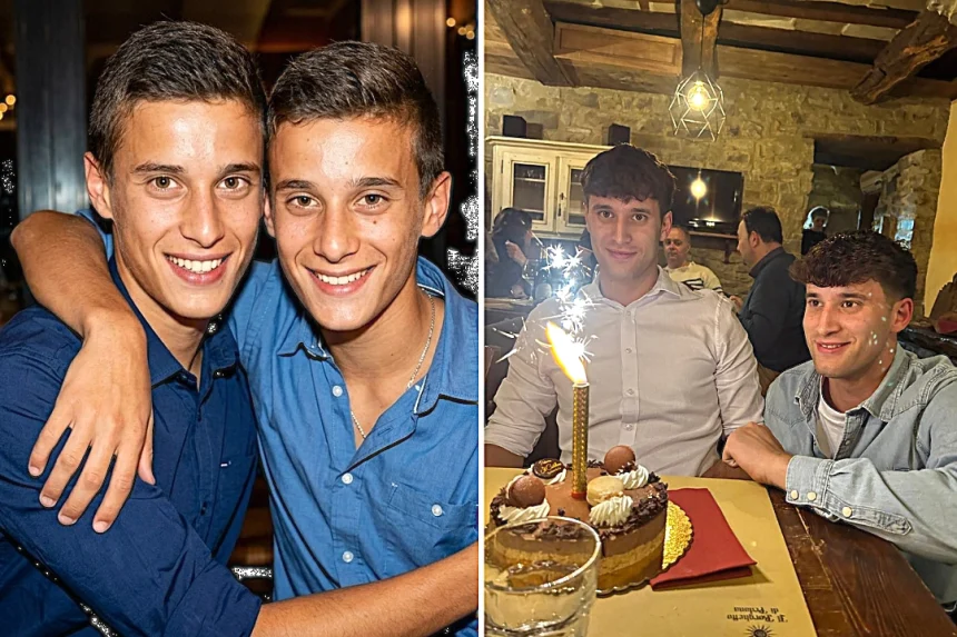 Twin brothers died together in Italy after one was electrocuted by a 20,000-volt wire and the other suffered the same fate trying to save him, found lying in an embrace in a field.