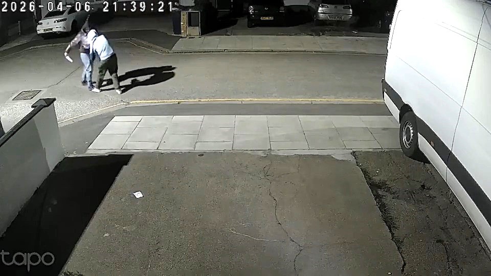 Shocking footage captures a hooded man lunging at a victim with a large knife on a quiet Southall street, as police appeal for witnesses following the terrifying clash.