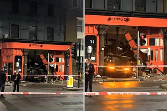 An Audi ploughed into a popular London ramen restaurant late at night, injuring a woman and forcing Ippudo on Essex Road to close after the car caved in the entire front wall.