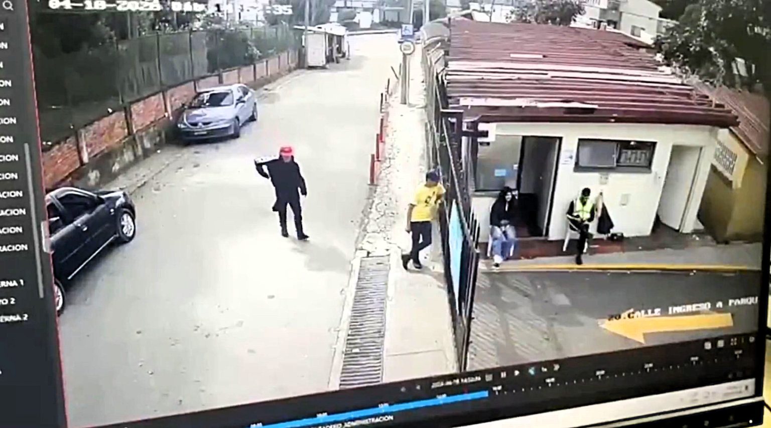 Two crew members were stabbed to death on the set of a popular Colombian TV series in Bogotá when a knife-wielding man launched a random frenzied attack before being killed himself.