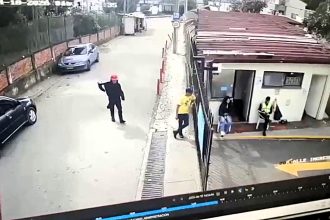 Two crew members were stabbed to death on the set of a popular Colombian TV series in Bogotá when a knife-wielding man launched a random frenzied attack before being killed himself.