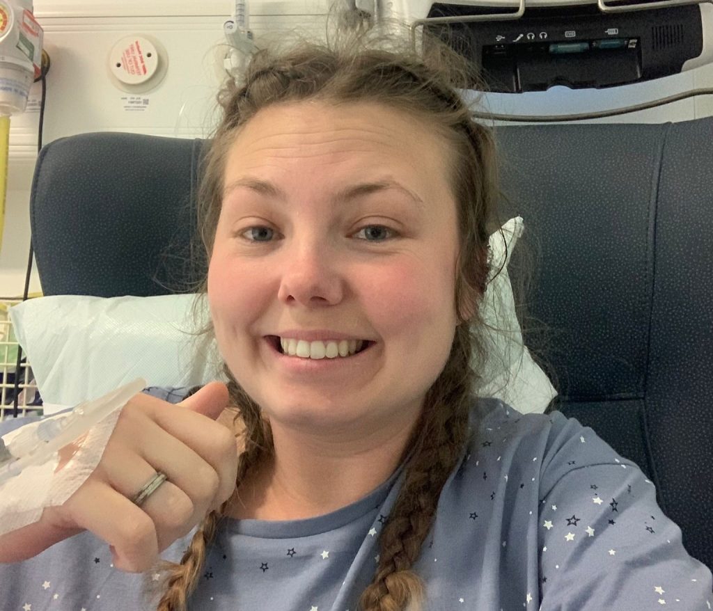 A mum diagnosed with colon cancer says doctors dismissed her early warning signs as piles after giving birth - and is now urging others to push for answers if something feels wrong.