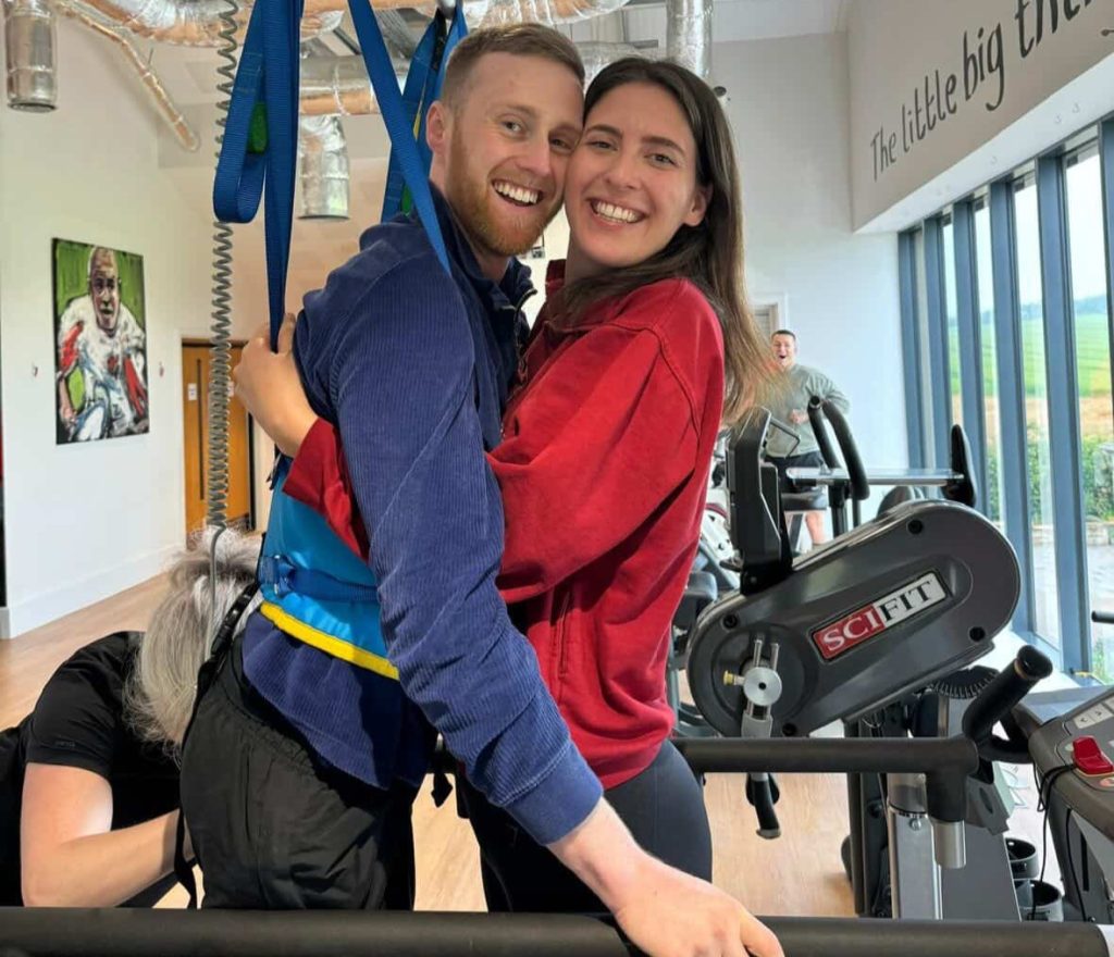 A man paralysed in a horror cycling crash just six weeks after meeting his girlfriend on a dating app has revealed she never left his side - and they are now engaged.