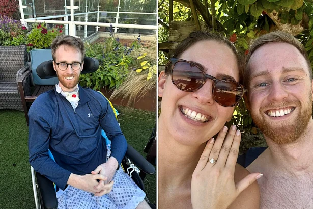 A man paralysed in a horror cycling crash just six weeks after meeting his girlfriend on a dating app has revealed she never left his side - and they are now engaged.