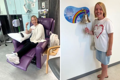 Mum Kerry Hatrill blamed her cancer symptoms on a dodgy burger and perimenopause. Months later doctors found a tumour the size of an orange - now she is urging others to act.