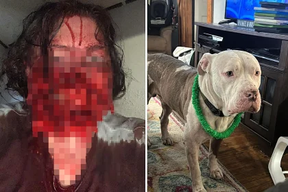 A woman's rescue pitbull ripped off her lips, cheek and nose while she had a seizure at home. Karma Davis now faces possible face transplant surgery but says she is glad to be alive.