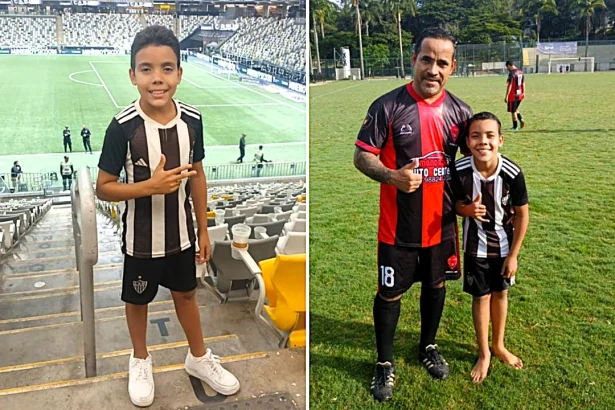 An 11-year-old boy was killed when an unsecured goalpost toppled onto him as he played on a football pitch in Brazil while his father packed away equipment after an amateur match.