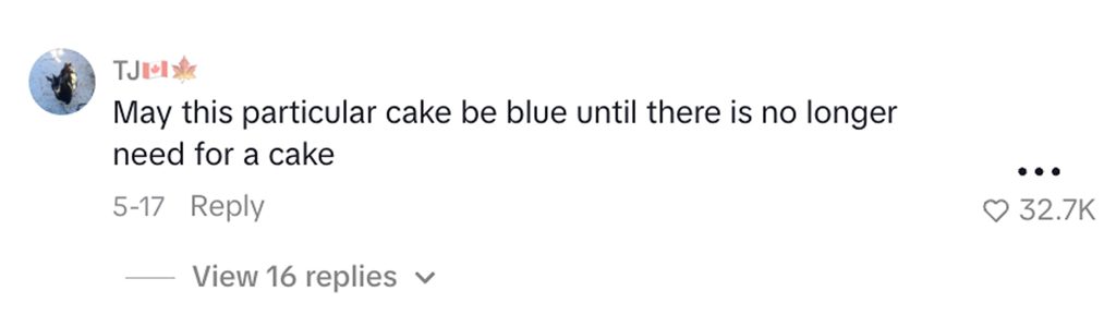 Social media comment on the post of Brain cancer sufferer Abi Feltham, 38, goes viral with 3.1m views after revealing stable MRI results using emotional gender reveal-style cake stunt.