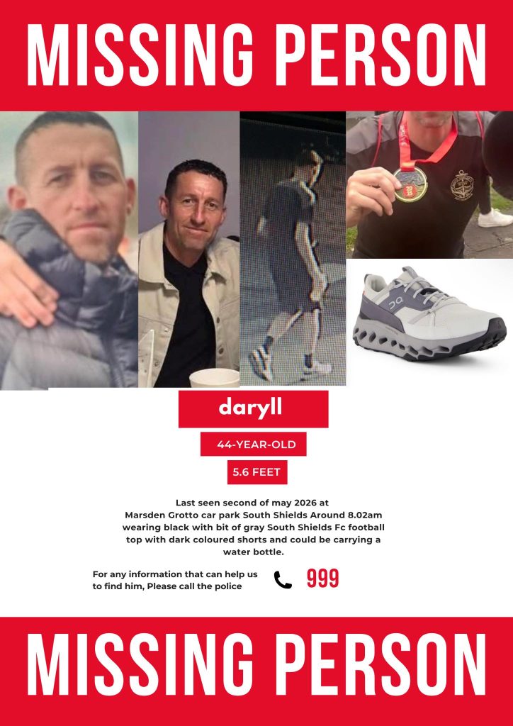 A British family are desperately searching for father Daryll Surtees, 44, missing for over 10 days after last being seen near a South Shields beach in the early hours of May 2.