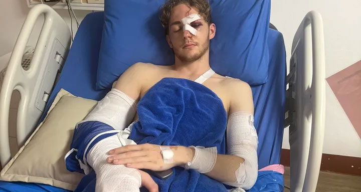 Brit suffers a horrific motorbike crash on a dream trip to Thailand and is launched into a parked car - leaving his family in a devastating 23,000 pound financial hole.