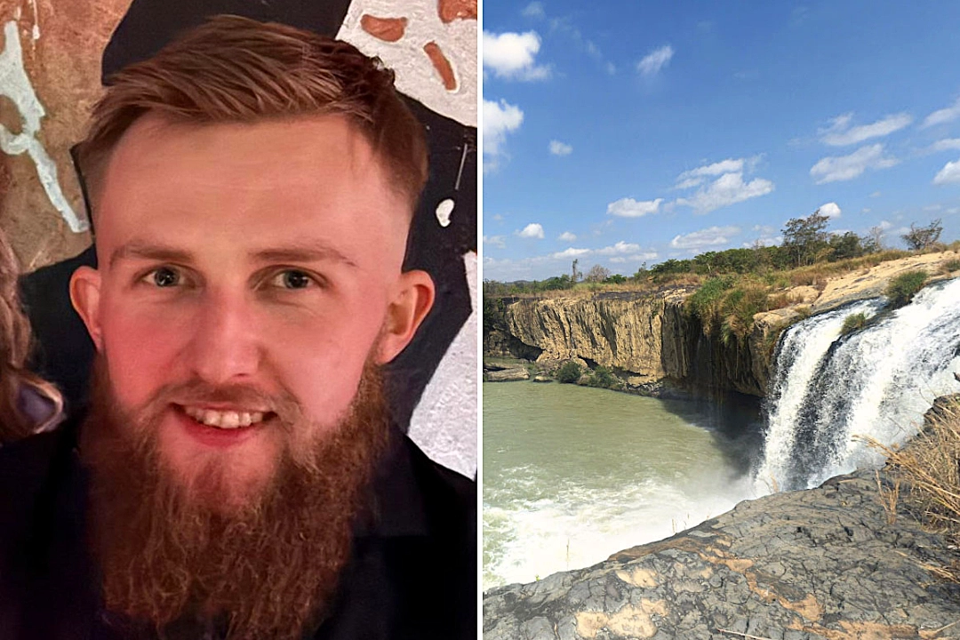 Influencer with over 20 million followers loses one of his front teeth after going down a children's slide at a swimming pool - and the embarrassing reason why.