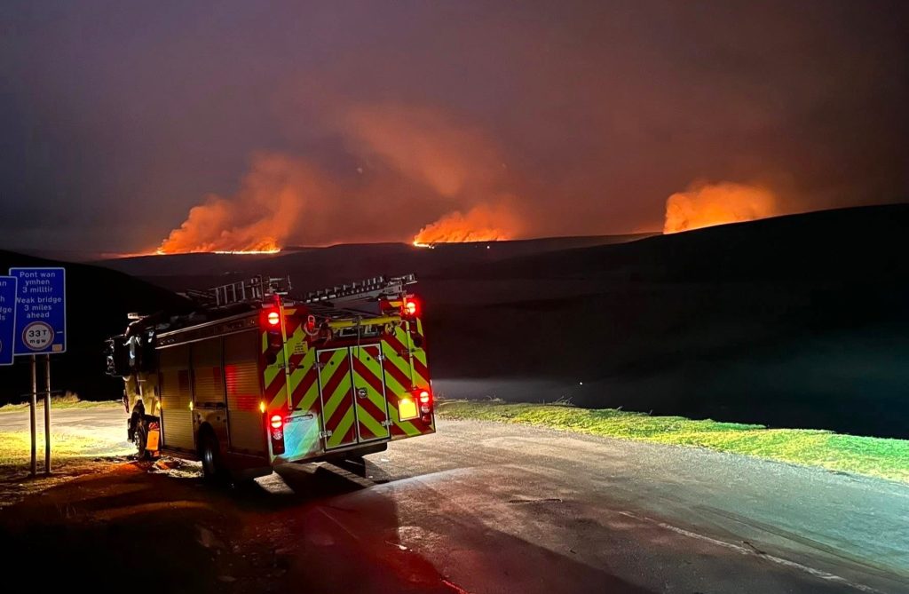 A Welsh farmer was stunned when wildfires swept across her land in the Elan Valley despite the wettest winter on record, with flames travelling five miles to reach her fields.