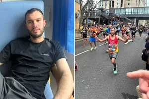 Fit and healthy dad is left unable to walk after suffering a devastating stroke just one week after completing his very first ever London Marathon in impressive time.