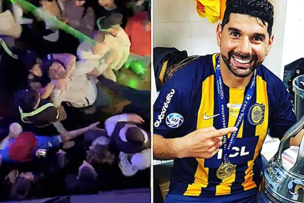Former top flight footballer is dramatically thrown out of a nightclub after allegedly becoming involved in a violent brawl with security - and it took five guards.