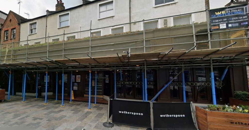 Heatwave sparks chaos as four women brawl outside The Watch House Wetherspoons pub in Lewisham, Southeast London, leaving small dog watching on in shocking footage.