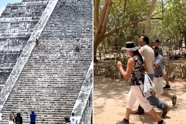 Two tourists caught brazenly scaling ancient Kukulkán Pyramid at Mexico's Chichén Itzá site face hefty fines after breaching strict 2008 climbing ban on monument.
