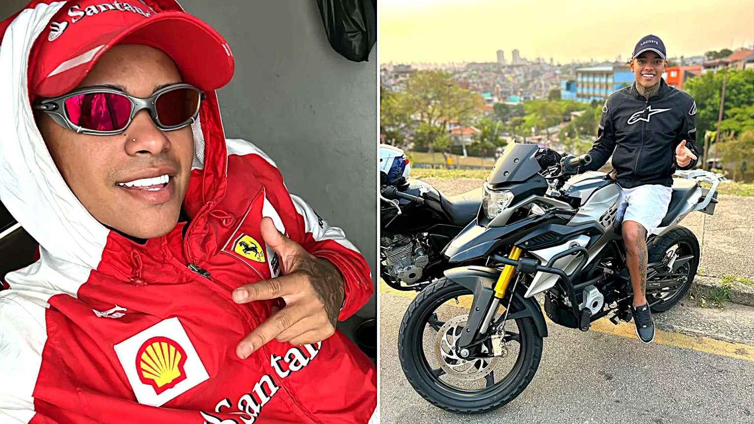 TikTok influencer Saymon Carvalho killed in horror motorbike crash after allegedly trying to hide licence plate from speed cameras with his hand before slamming into pole.