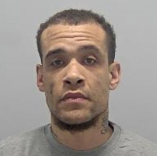 A man who stabbed his friend six times before shooting him in the back was arrested moments later after crashing while fleeing police the wrong way down a one-way street in Luton.