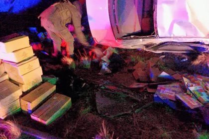 Suspected drink-driver caught smuggling huge stash of World Cup 2026 merchandise worth £9,440 after flipping his car during high-speed police chase in Argentina.
