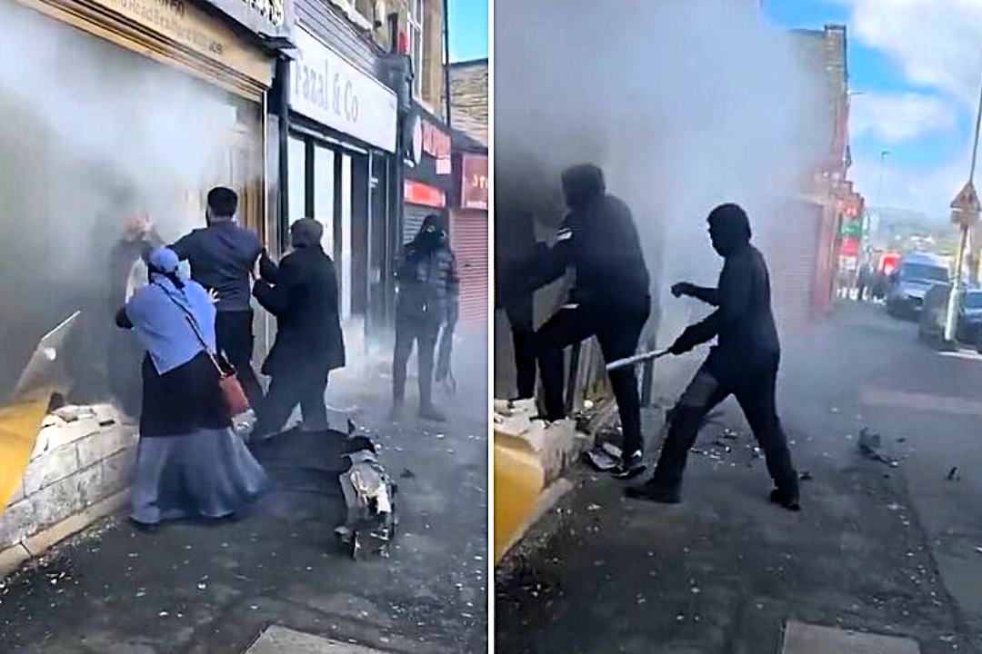 Bungling gang of jewellery thieves fled empty handed after a dramatic ram raid went badly wrong - leaving the shop completely caved in.