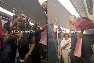 Women passengers shrieked and clambered onto seats as a rat scurried through a packed Rio de Janeiro metro carriage, with footage of the chaos racking up over one million views online.