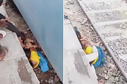 Three women and a child miraculously survived after being trapped between a freight train and platform wall at Shahpur Patori station in Bihar, India.