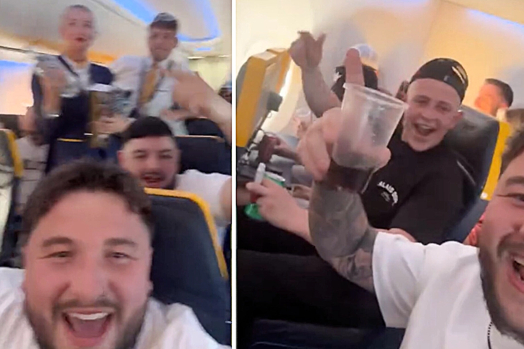 Ryanair passengers threw a mid-air party on a flight to Ibiza, dancing in the aisles to a Bluetooth speaker as furious cabin crew failed to stop the 30,000ft celebration.