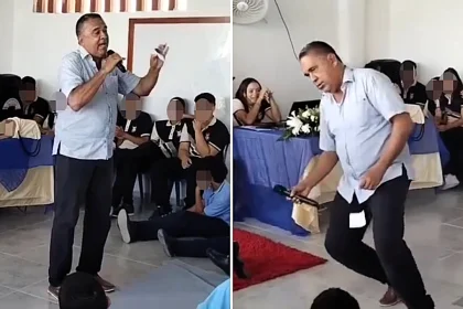 Colombian teacher Orlando Marrugo, 54, tragically collapsed and died in front of students while singing vallenato classic during Teacher's Day tribute in Arjona.
