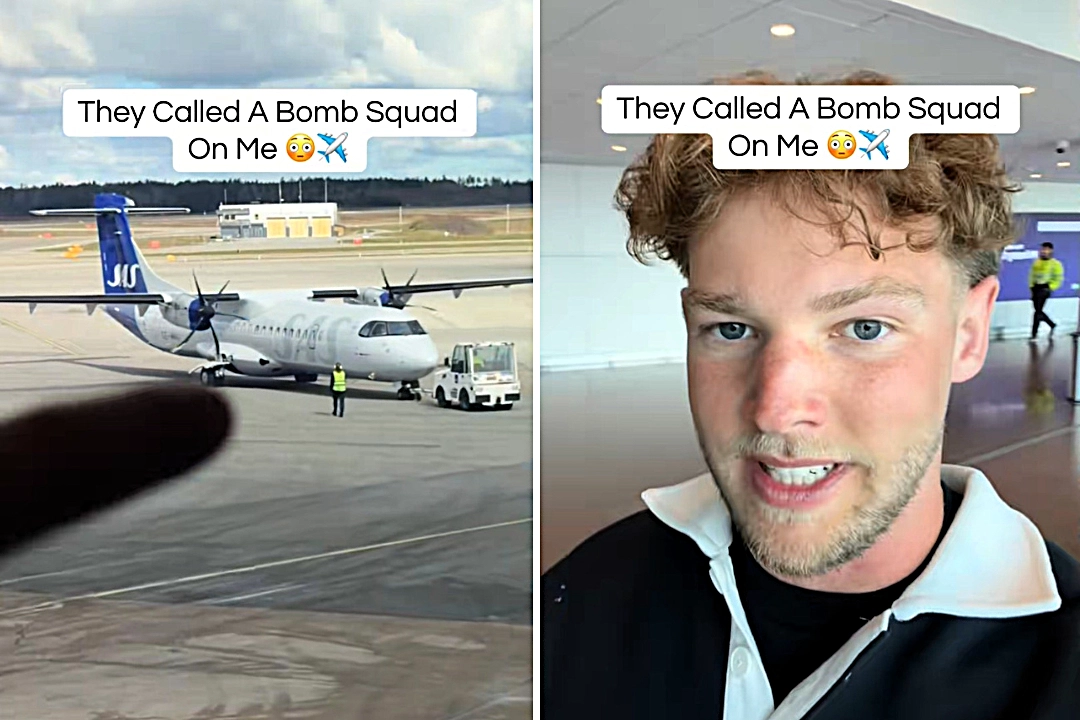 A British traveller missed his flight after security called the bomb squad on him at Stockholm airport, swabbing his luggage three times before clearing him with just minutes to spare.