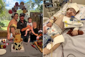 A toddler is fighting for his life in an induced coma after allegedly inhaling cake decoration powder that turned to paste and blocked his lungs during a birthday bake.