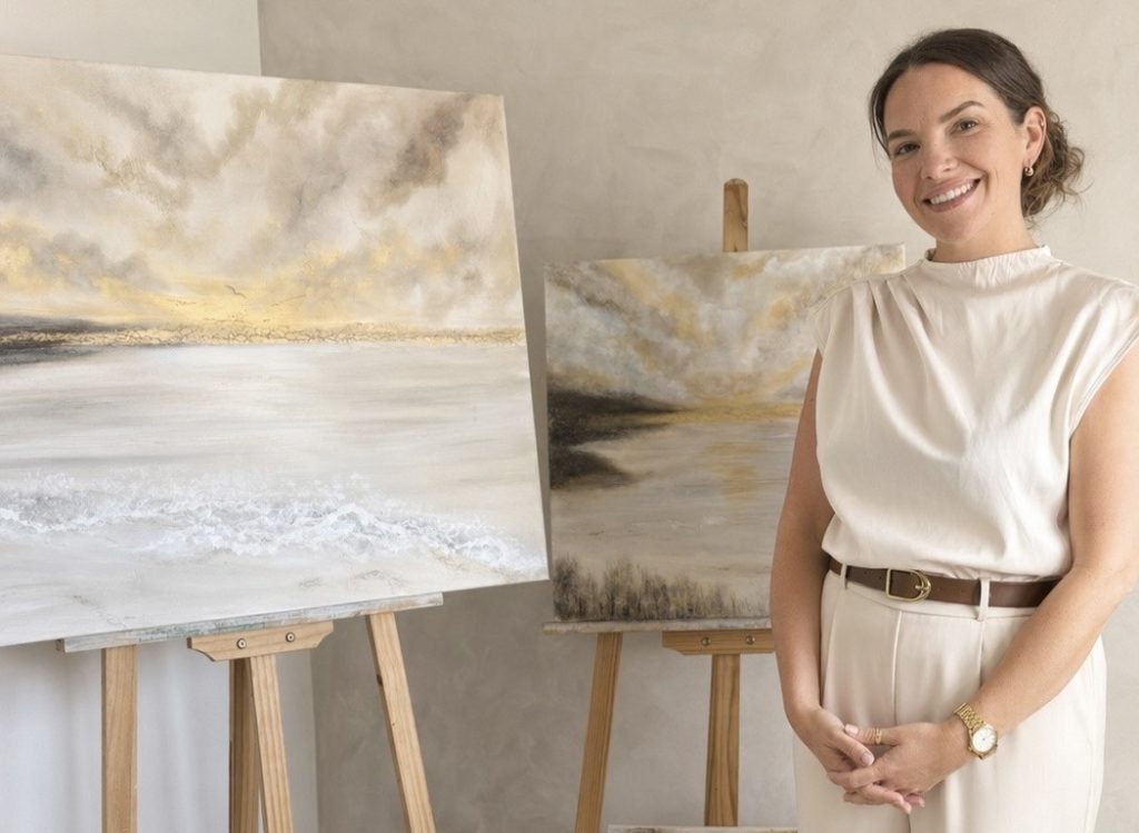 An artist blended her friend's ashes into a stunning seascape painting after he died in a motorbike crash aged just 22 - and his mum said it "took her breath away".