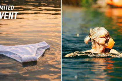 Brave Brits strip off and bare all for nude open-water heatwave swim at lake next to Bluewater Shopping Centre in Kent.
