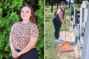 Teenager reveals the unusual side hustle she started to fund her dream of becoming a nurse - cleaning neglected graves for grieving families across the country.