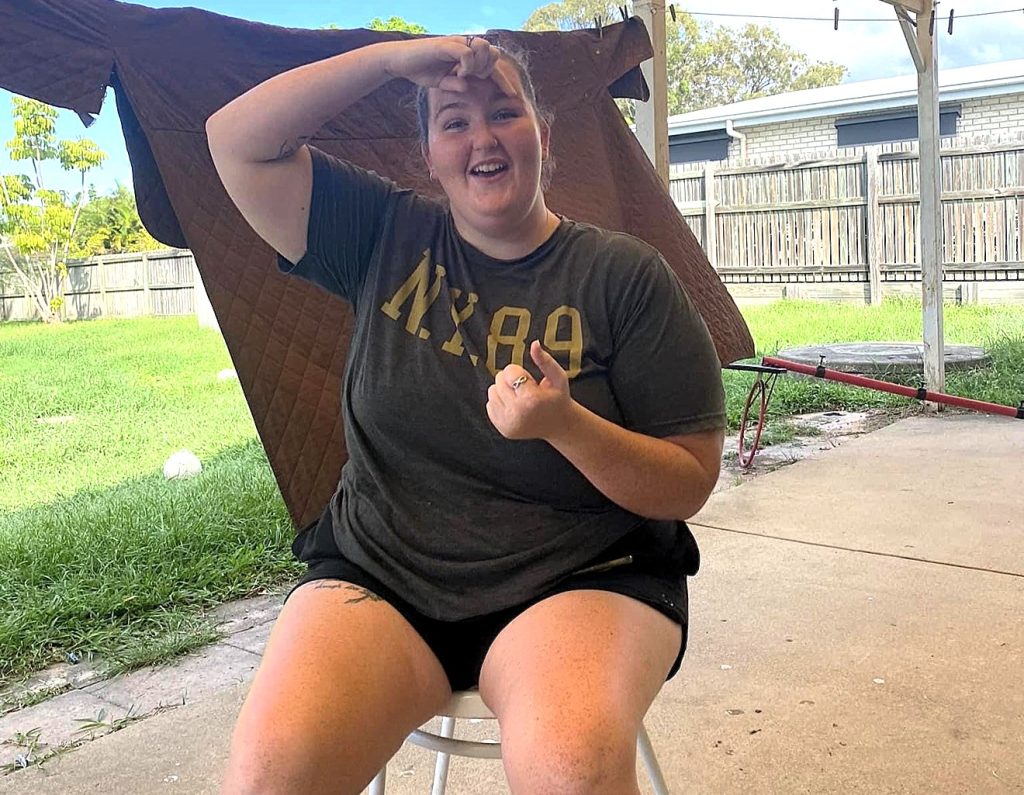 Aussie Lara, 22, shed an incredible 10 stone after years of hiding behind friends in photos - now she barely recognises her miserable former self.