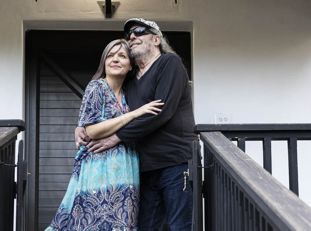 Woman shares an insight into her relationship with a man who is double her age - and how they're now preparing to welcome their very first child together this year.