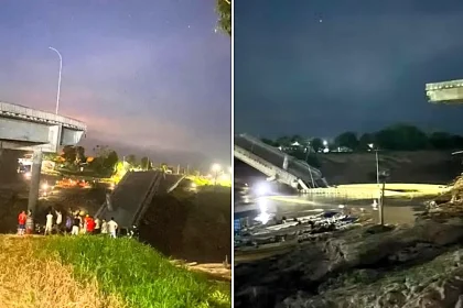 A retired judge was livestreaming safety concerns about a bridge in Brazil - minutes later it collapsed into a river just 2.5 years after its £5.2m build, injuring four.