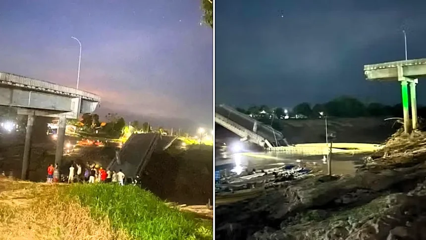 A retired judge was livestreaming safety concerns about a bridge in Brazil - minutes later it collapsed into a river just 2.5 years after its £5.2m build, injuring four.