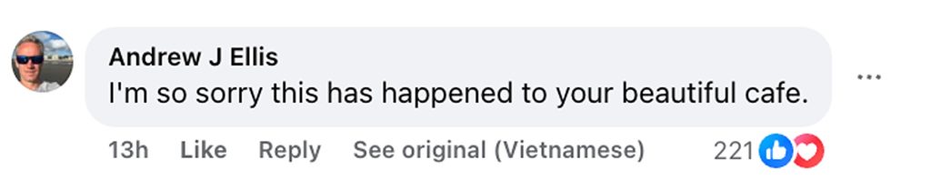 Social media comment on the post of A tourist stripped off his shirt, gave diners a 10-second warning and launched into a rampage at a Vietnamese cafe - causing £14,000 damage and trapping people upstairs.