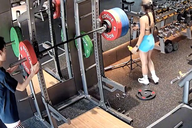 Gym goer accused of deliberately trying to injure woman by unloading weights from one side of barbell causing it to crash on her leg in shocking CCTV footage from China.