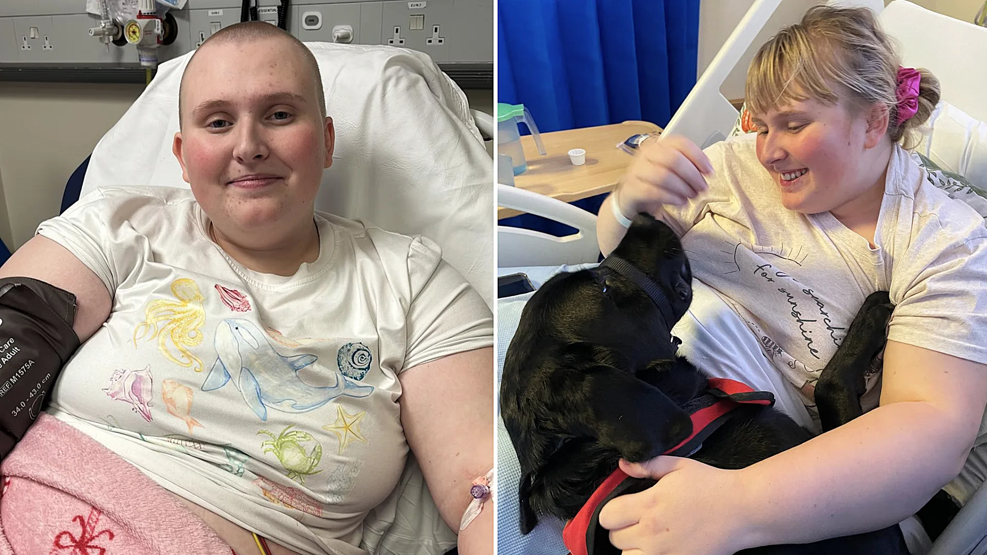 A British student says she can only eat 25 foods without risking death as her body keeps developing new allergies - and her dog Kenny gives her a 10-minute warning before each attack.