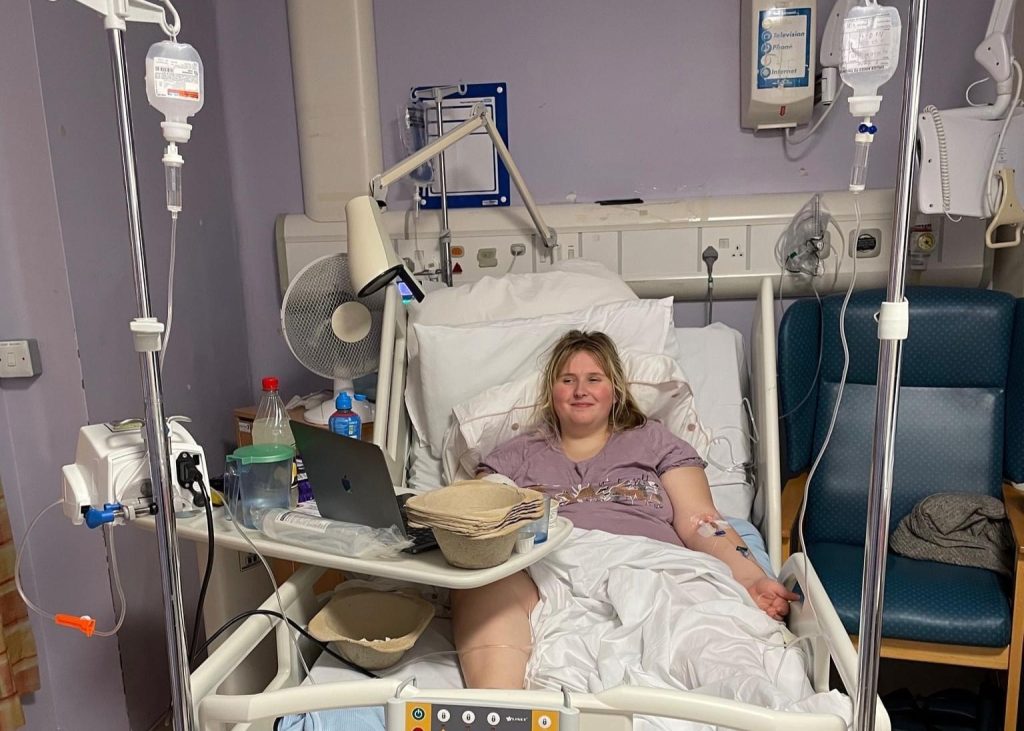 A British student says she can only eat 25 foods without risking death as her body keeps developing new allergies - and her dog Kenny gives her a 10-minute warning before each attack.