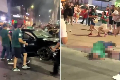 A driver who was lynched by a baying mob after "ramming" World Cup fans with his car, injuring 17, has died in hospital, local media report.