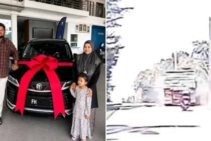 A family of six including a two-month-old baby were killed by a lorry in Malaysia - just minutes after posing for photos beside their brand new car at the dealership.