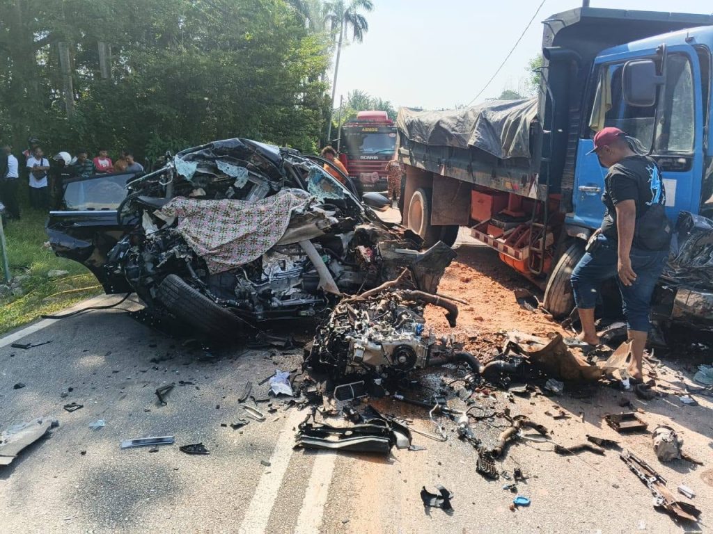 A family of six including a two-month-old baby were killed by a lorry in Malaysia - just minutes after posing for photos beside their brand new car at the dealership.