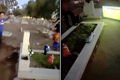 Cruz Azul fans carried a TV to a cemetery to watch their team win the Liga MX title with their deceased friend - the heartfelt tribute went viral with 250,000 views.