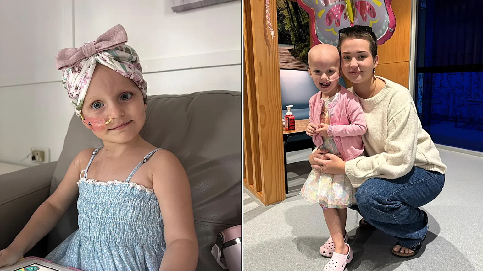 A mum who thought her toddler's bloated tummy was constipation learned it was rare kidney cancer three hours after a GP visit - surgeons had never seen anything like it.